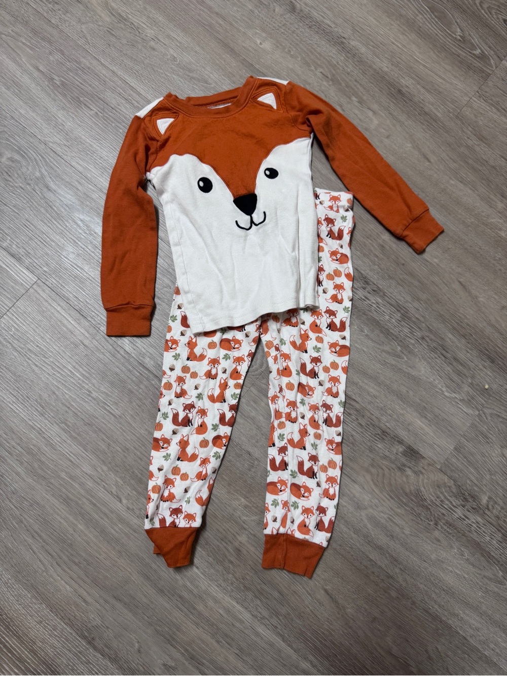 Gymboree Rust and Cream Fox Thermal Pajama Set